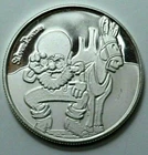 1 OZ 999 FINE SILVER ROUND PROSPECTOR & DONKEY SILVERTOWNE WINCHESTER, INDIANA