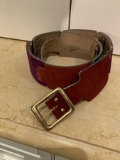 Vintage 70s Calderon Handmade Suede Leather Belt Multicolor Size Small EUC