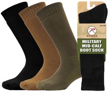 Rothco Mid-Calf Military Boot Sock in Black, Coyote Brown or Olive Drab