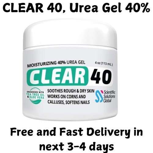 Clear 40, 40% Urea Gel, 4 oz w/Tea Tree & Coconut Oil, Aloe Vera Extract 8 oz