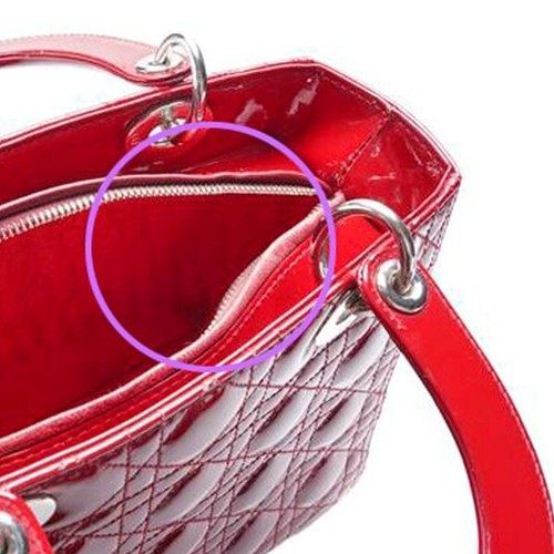 Christian Dior Red Patent Lady Dior Silver Medium Tote Bag - Picture 11 of 15