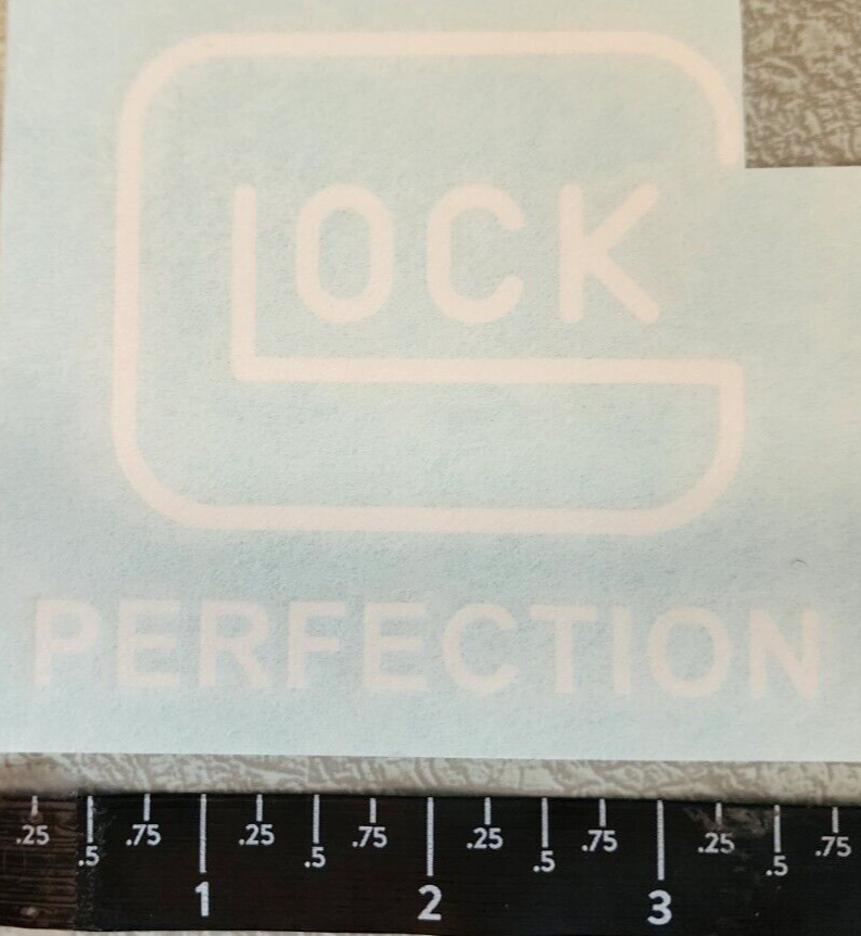 Glock Perfection White Peel n' Stick Vinyl Sticker Decal 4” Logo Shot ...
