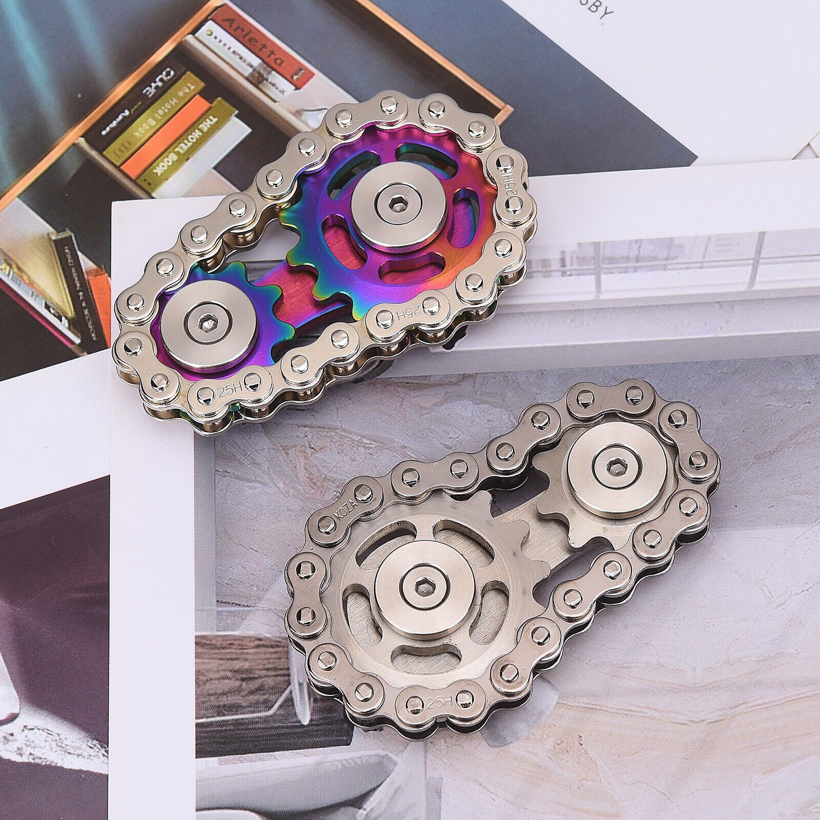 Bike Chain Gear Fidget Spinner Gyro Stainless Steel Sprocket