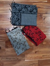 Vintage Dennis Brasso Wraps Scarves Made In ITALY Set Of 3 Red Grey Tan