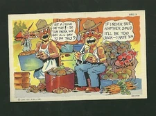 World War 2 Curt Teich Army Comics Post Card Peeling Potato USA-13 Pulling K.P.