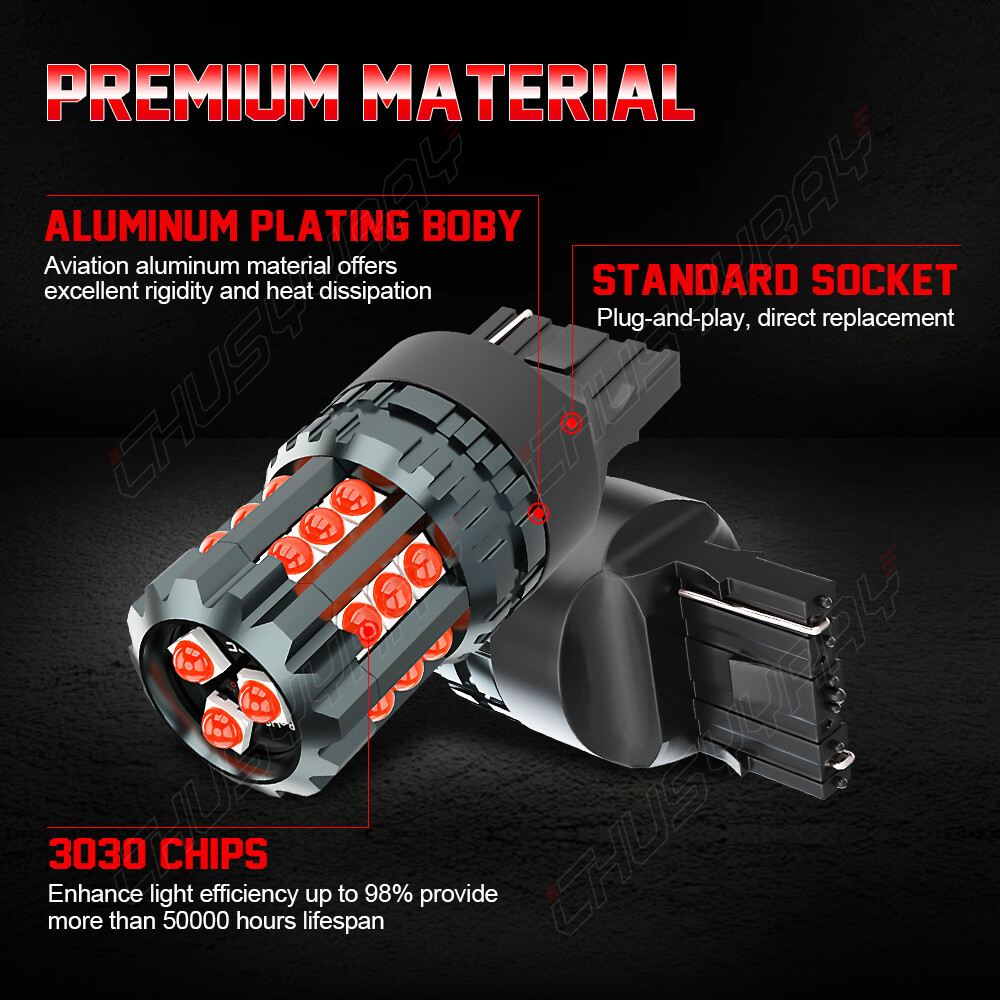 2X 7443 7444 Red Led Brake Tail Parking Light Kit For TOYOTA