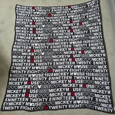 Disney X Ethan Allen Blanket Black Red Mickey Mouse 1928 Spellout Throw 50"X60"
