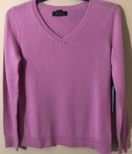 Tahari Pure Lux 100 Cashmere Pullover Sweater Long Sleeve Pink Sz L New