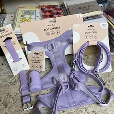 Wild One Dog Harness Collar Leash  Poop Bag Large Purple New