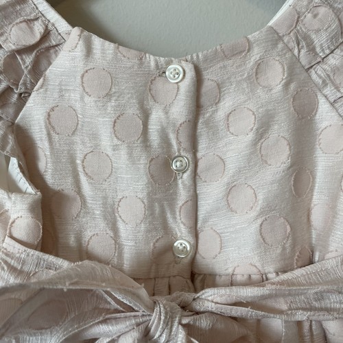 Laura Ashley Dress Girls 4T 4 Toddler Dots Cream Pale Pink Wedding Holiday Party - Picture 4 of 12
