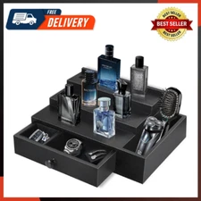 Cologne Stand Organizer for Men 3 Tier Cologne Display Shelf with Velvet Lining