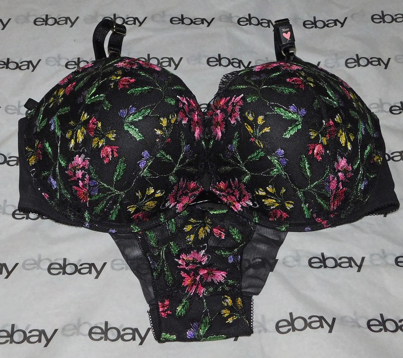 NEW Victoria's Secret Very Sexy Push-Up Bra Floral 36DD & Cheeky Set Large L VS