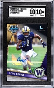 2023 Bowman U Chrome Rome Odunze #138 1st Auto RC SGC 10  Chicago Bears