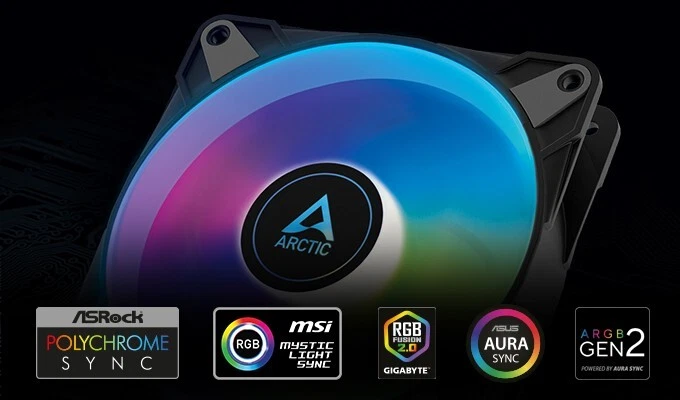 3 x ARCTIC P12 PWM PST ARGB Black 120mm 0dB PC Case Fans Addressable RGB 48CFM - Image 2 of 4