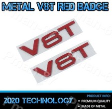 2 X DELUXE Metal Audi V8T Red Side Wing Badge A4/A5/A6/A7/S3/S4/S5/Q5/Q7/S6