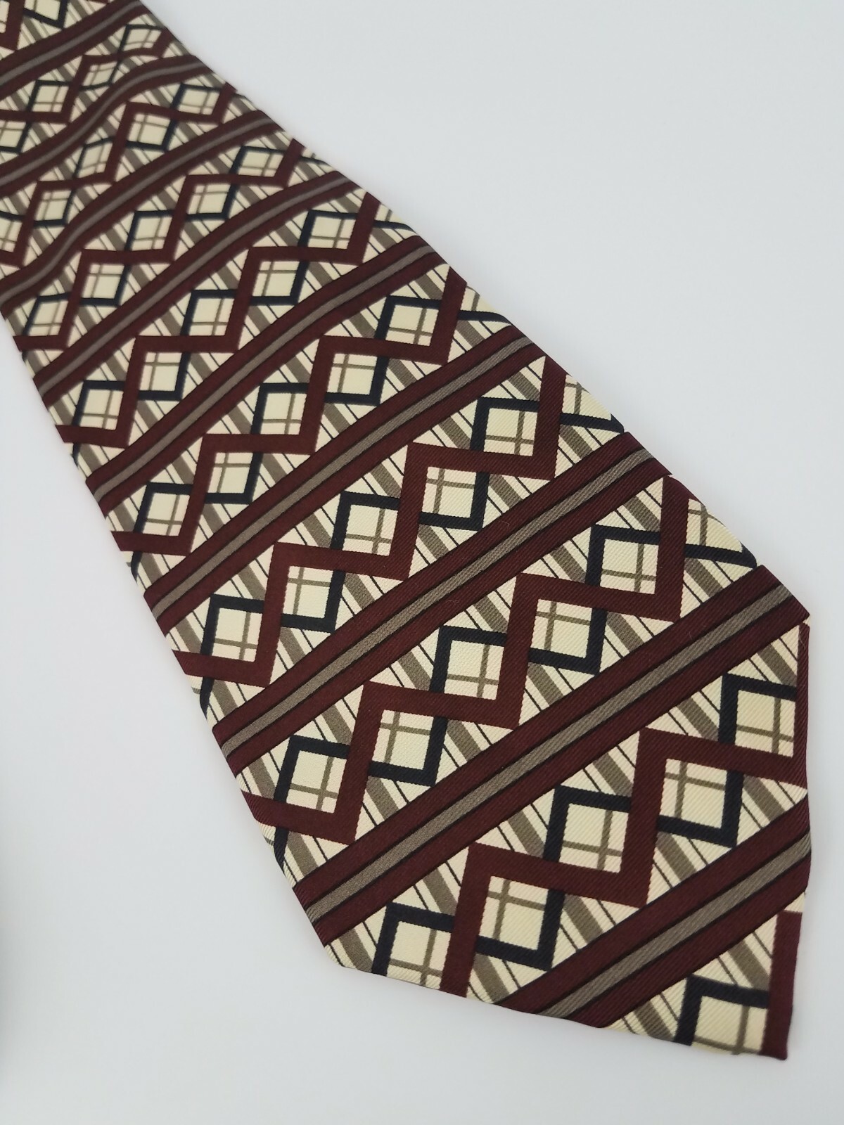 Robert Talbott Studio Silk Tie Beige Burgundy Bla… - image 3