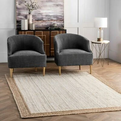Teppich Weiß Jute Natürlich Rechteckig Handmade Läufer Rustikal Optik Geflochten - Bild 1 von 4