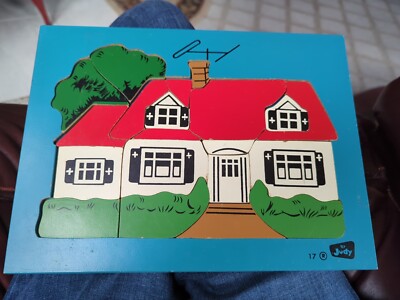 RARE Vintage Judy House Home Wooden Inlay Puzzle De Luxe Series Wood Tray #17 