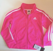 New Adidas Girls Youth Zip Sweatshirt Neon Pink Size 4