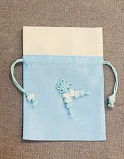 Small Baby Blue Asian Drawstring Gift Bag Pouch ~4 X 4 Inches