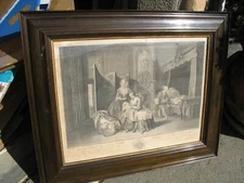 Antique 1757 Framed Etching Engraving The Dutch Nursery Room By Tanje & Troost