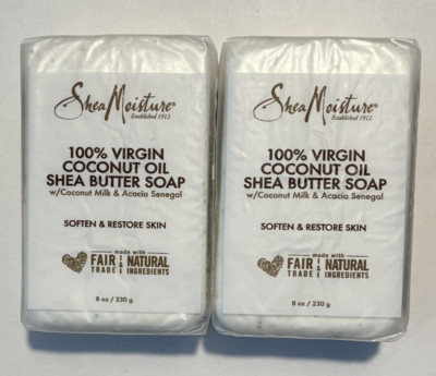 2x SheaMoisture 100% Virgin Coconut Oil & Shea Butter Soap 8 Oz. NEW