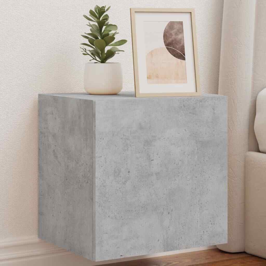 vidaXL TV Wall Cabinets with LED Lights 2 pcs Concrete Grey 40.5x35x40 cm