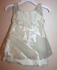 Bonnie Baby Green Dressy Dress with Pink Flowers Infant Baby Girl 12 Months