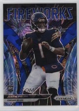 2021 Panini Prizm Fireworks Blue Ice Prizm 59/99 Justin Fields #F-24 1rw0