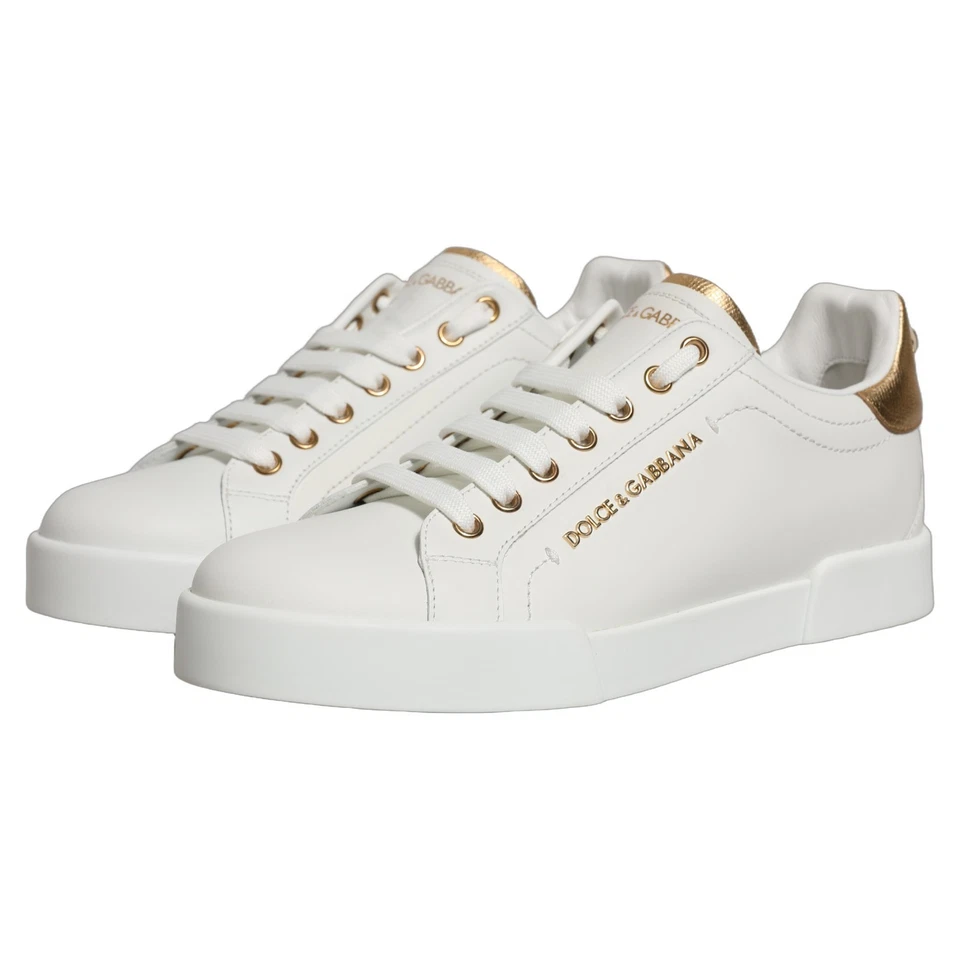Baskets basses DOLCE & GABBANA ornées d'or blanc R-EU38.5 L-EU39.5 - Photo 4/4