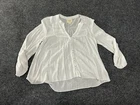 Maeve Blouse Womens 4 White Pintuck Button Front Long Sleeve Boho Peasant