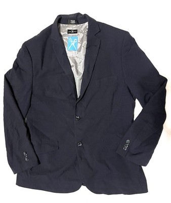 Marc Ecko MultiTask Black/Blue Travel Blazer Sport Coat Suit Jacket Men's