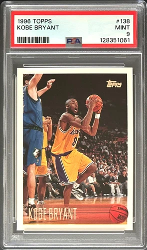 Kobe Bryant/Lakers 1996 Topps Basketball RC Rookie Card #138 Graded MINT PSA 9