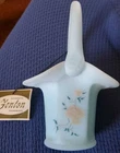 Fenton Hand Painted Pink Flowers On Blue Satin Glass 7"  Basket Signed