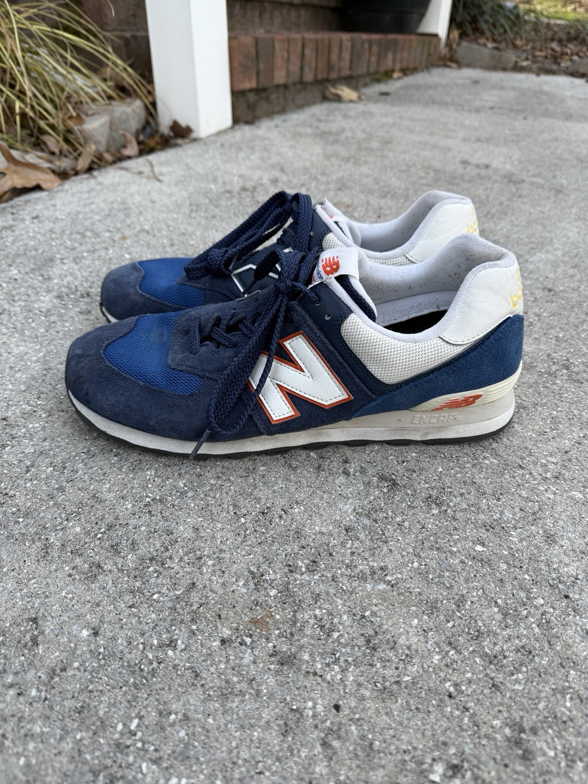 New Balance 574 'Navy Orange Yellow' Men’s Sneakers Size 12M thumbnail 5