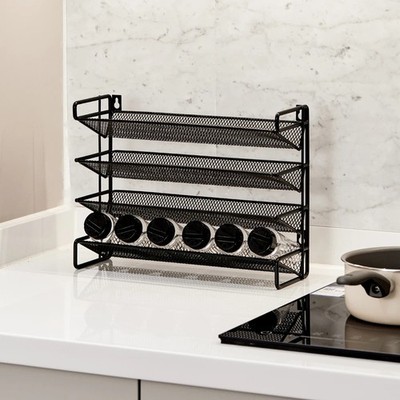Schwarz 4 Ebenen Metall Gewürzregal Organizer Küche Arbeitsplatte Aufbewahrung Regal Halter