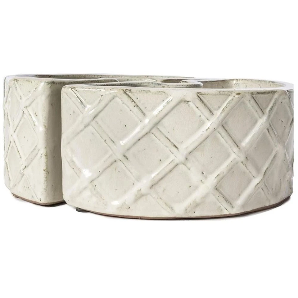 Alfresco Home Enrejado 2-Lunas Cermaic Paraguas Maceta en Crema Foto 2 de 4