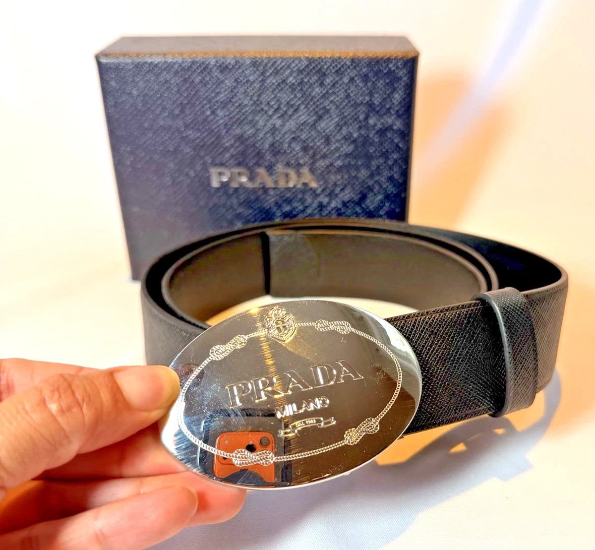 PRADA Leather Black Belts for Men for sale | eBay display picture 1