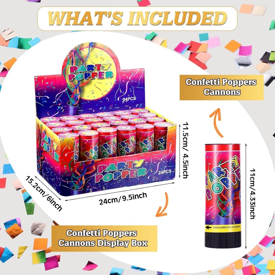 4.33 英寸 Confetti 射手 - 72 个安全轻便的 Poppers 适用于所有场合 — 第 4/4 张图片