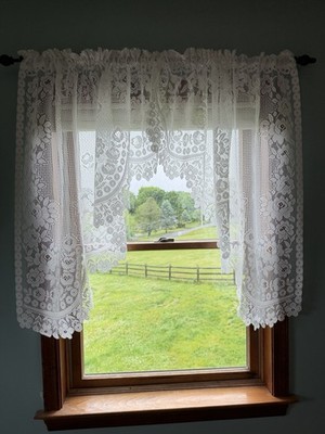 Heritage Lace White Victorian Rose Curtains - Swag Pair 72 W x 38  Drop New