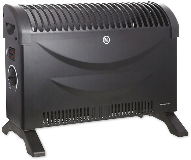 Emerio Convettore Elettrico 2000W 3 Livelli Potenza Termostato Regolabile Nero