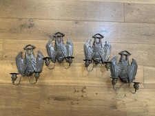 Zestaw czterech kinkietów ściennych z brązu nietoperz liberty styl gotycki dom hrabski