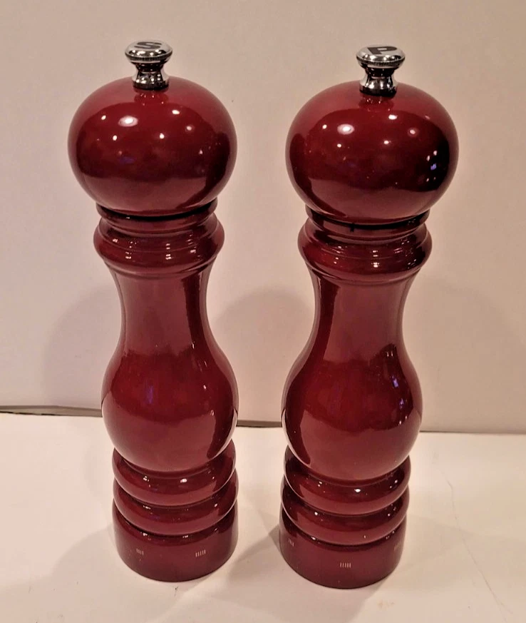 Peugeot Paris uSelect Salt and Pepper Mill Set Burgandy Lacquer 9 Inch France