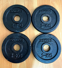 Domyos 4 x 1kg Standard cast iron weights Plates 1 inch Hole