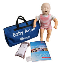 Laerdal Baby Anne CPR Infant Training Manikin Kit Lungs Case Red Cross Book
