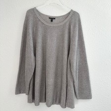 Eileen Fisher Knit Crewneck Sweater Women Plus 3x Gray Lagenlook Modest
