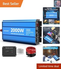 2000 Watt Pure Sine Wave Power Inverter, 12V DC to 110 Vdc to 120 Vdc, for Ho...