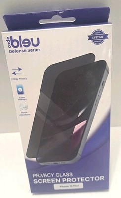 Code Bleu iPhone 15 Plus Privacy Glass Screen Protector New Defense Series NEW