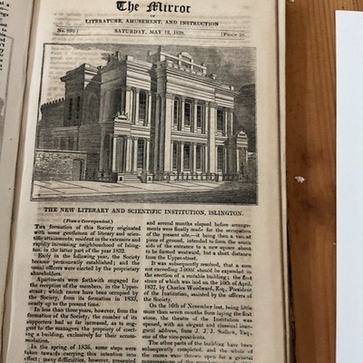 Antiker Druck 1838 ISLINGTON LONDON - DIE NEUE LITERARISCHE & WISSENSCHAFTLICHE INSTITUTION