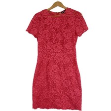 DKNY Lace Dress Women's Size 6 Pink Floral Short Sleeve Cocktail Preloved